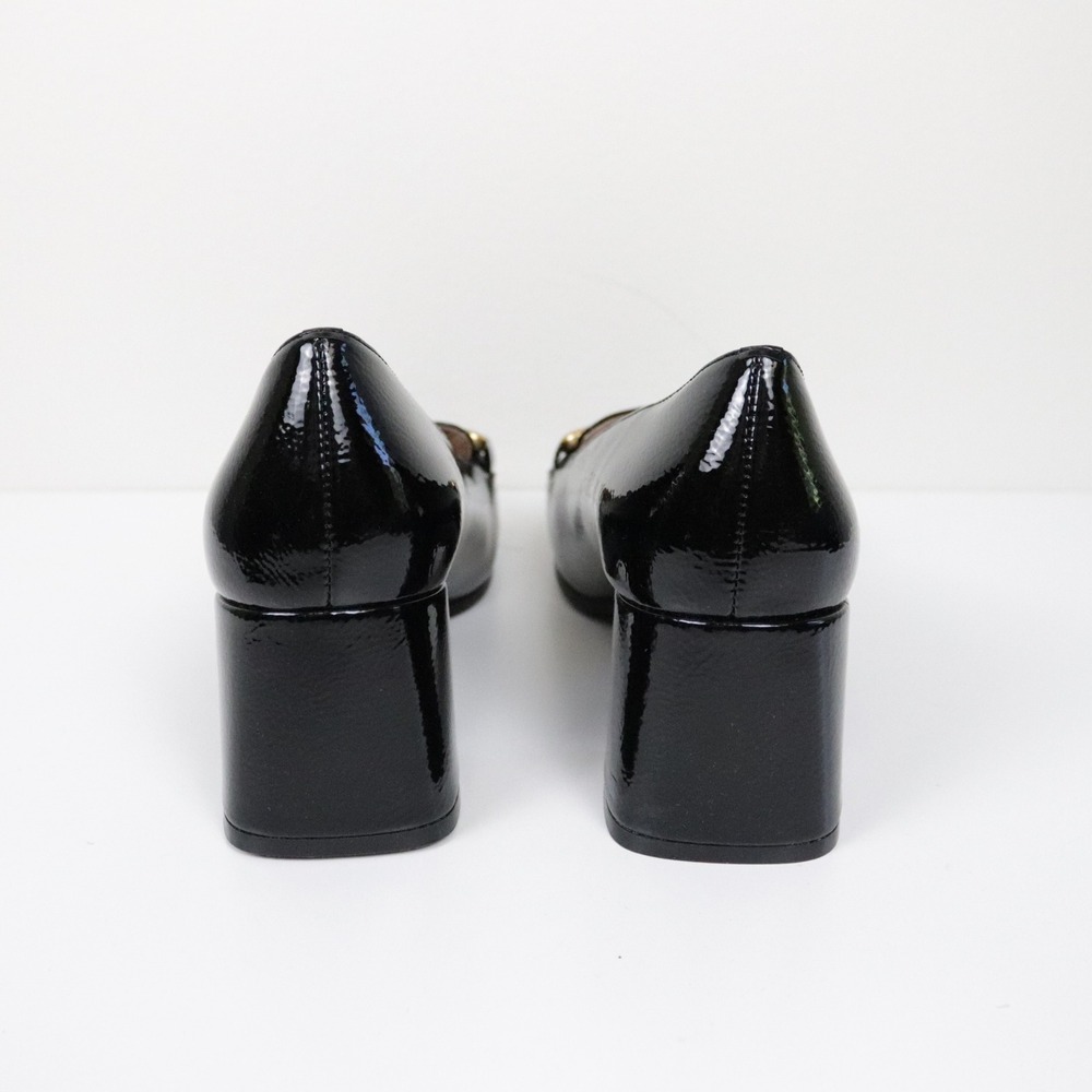 Anthropologie Bibi Lou Valencia Heeled Loafers Pumps Black Patent Leather 39 9 - Picture 7 of 10